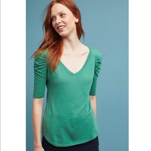 Anthropologie Women’s Green Puff Sleeve